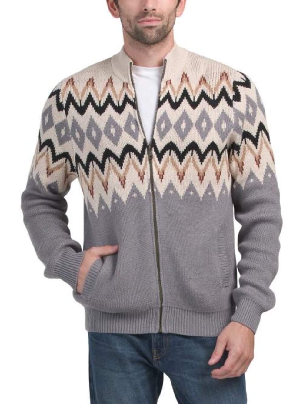 FRYE Pattern Full Zip Sweater